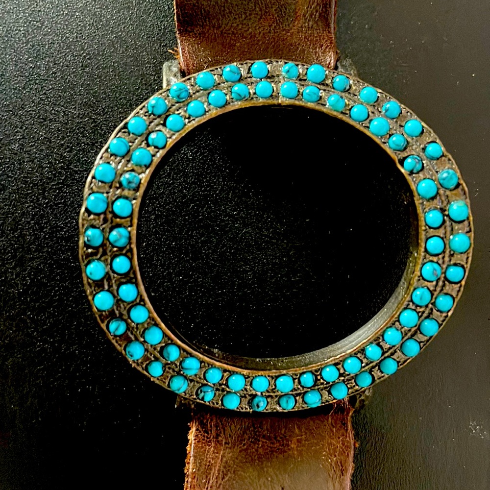 Leather & turquoise cuff bracelet